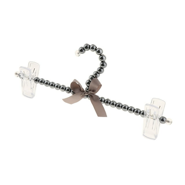 GUOOL Cintres Princesse Perles Crochet avec Nœud pour Filles Enfants Gris
