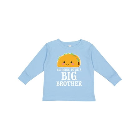 

Inktastic Im going to be a Big Brother with Taco Illustration Boys Long Sleeve Toddler T-Shirt