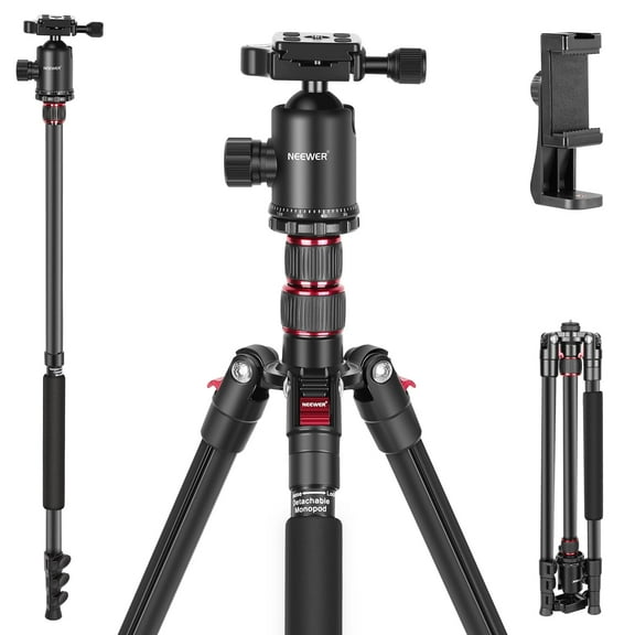 Neewer TP77 77" Tripod/Monopod - 360° Ball Head, 34lb Load, Arca QR Plate, w/Bag, for DSLR/Phone