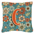 thumbnail image 2 of Carolines Treasures CJ2012-VPW1818 Letter V Flowers Retro Blue Canvas Fabric Decorative Pillow  18H x18W multicolor, 2 of 6