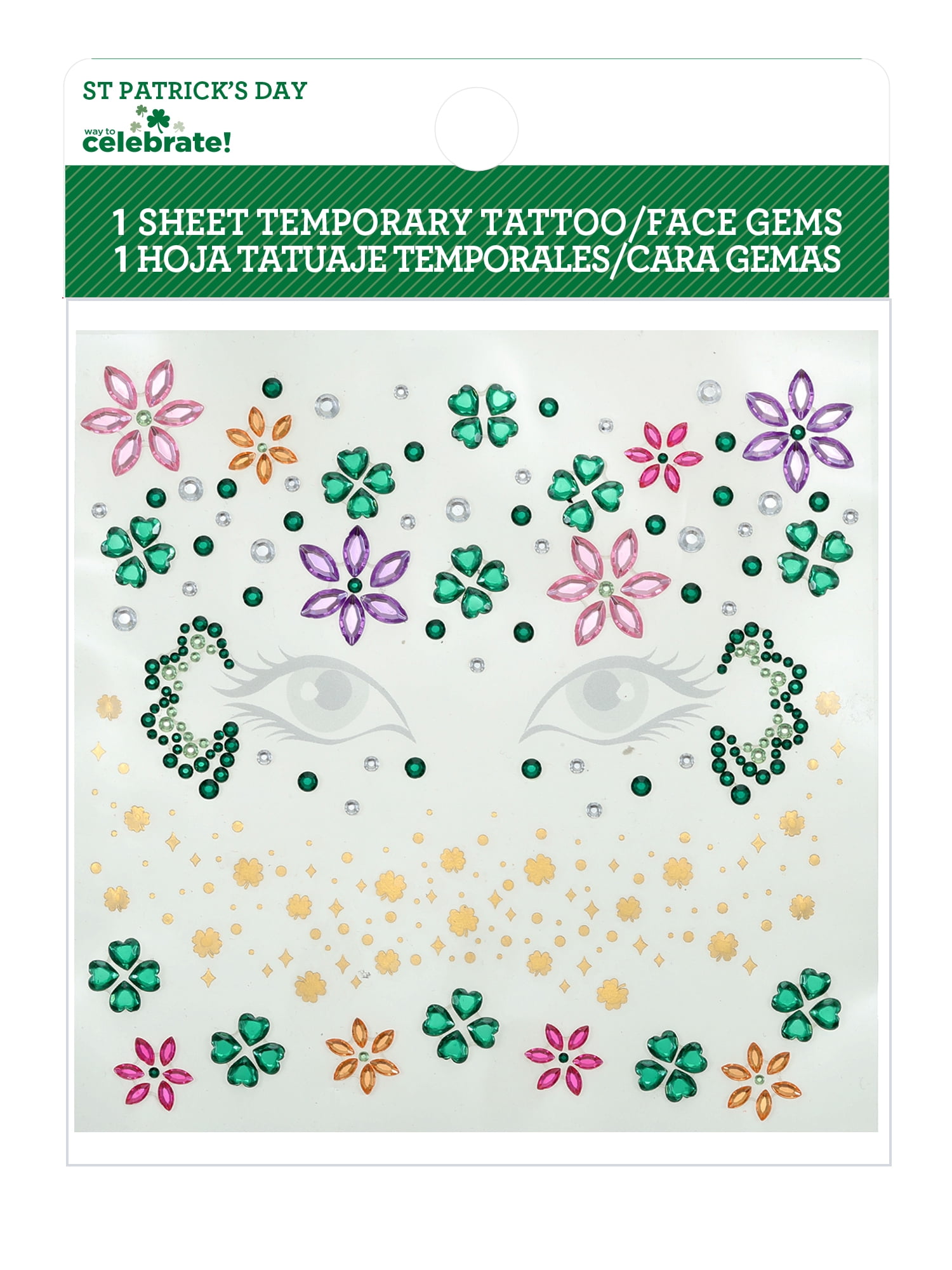 Way to Celebrate St. Patrick's Day Face Tattoo, 1 Piece