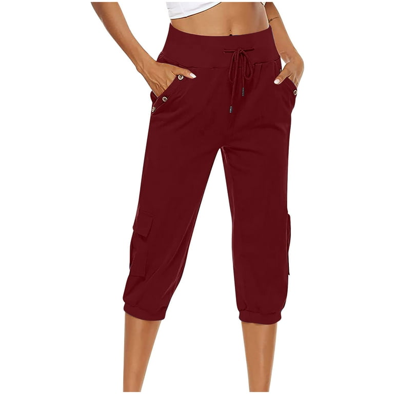 Wide Leg Pants For Women Fashion Womens Casual Solid Color Elastic Loose  Pants Straight Wide Leg Trousers With Pocket Hiking Pants Women Athletic  Works Capris for Women 