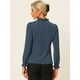 thumbnail image 4 of Blusa De Trabajo De Manga Larga Con Cuello Alto Y Volantes Elegantes Para Mujer Azul Oscuro S, 4 of 5