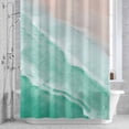 thumbnail image 2 of Teal Green Shower Curtain for Bathroom, Gradient Sea Waves Sandy Beach Coastal Scenery Waterproof Cloth Fabric Bathroom Accessories Set with 12 Rust Proof Plastic Hooks, 36"x78", 2 of 9