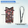 thumbnail image 6 of ZIATUBLES Neoprene Phone Pouch Stylish Portable Cellphone Bag with Removable Detachable Carrying Strap, Hook Loop Fastener Water Resistant Cellphone Purse, 4 X 8 Inch, Floral Black, 6 of 7