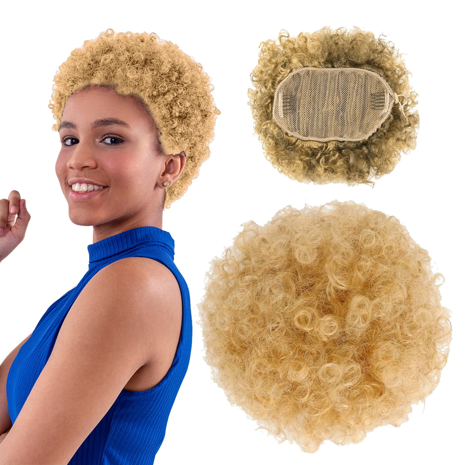 Wigs for women African Drawstring Ponytail, Premium Synthetic Curly