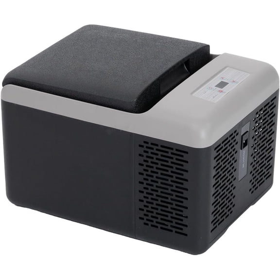 C9PT Portable Freezer Cooler, 12 Refrigerator, 10 Quart Cooling, with 12/24V DC and 100-240V AC for Outdoor, Camping, RV, (Black&Grey)