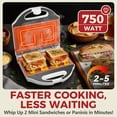 thumbnail image 2 of Ceramic Mini Panini Press, Breakfast Sandwich Maker Press, Sandwich Press, 2-Slice Grilled Cheese Maker, Sandwichera Electrica, Panini Maker, Sandwich Toaster, PFAS-Free Ceramic Coating, White, 2 of 5