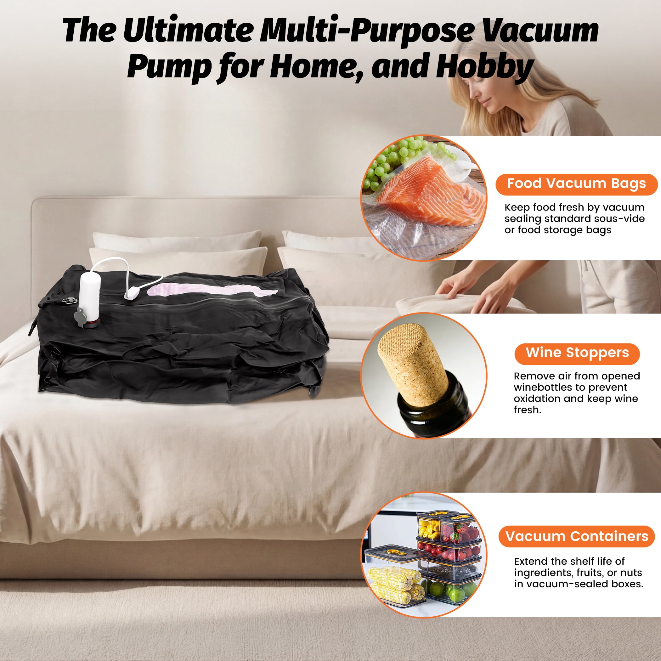 Nazano Vacuum Bags  for Travel with USB Pump, 29L Each, IP67 Waterproof, Portable Compression for Suitcase, Clothes (2 Pack)