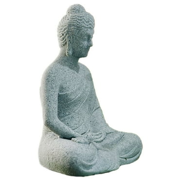 WHAMVOX Buddha Statue for Decoration in Light Grey Artificial Stone Small Buddha Statue Creates Peaceful