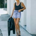 thumbnail image 6 of Hwmodou Skirts For Women Knee Length Denim Waist Casual Jean Skirt Women'S A-Line High Short Skirt Mini Skirts For Woman, 6 of 9
