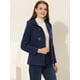 thumbnail image 3 of Chaquetón con capucha y bolsillos profundos con cremallera delantera corta tipo trenca para mujer Azul marino L, 3 of 5