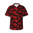 thumbnail image 1 of Balery Red Skulls Camisas hawaianas de manga corta para hombre, camisas playeras de corte holgado, camisas de vacaciones con botones,Large, 1 of 7