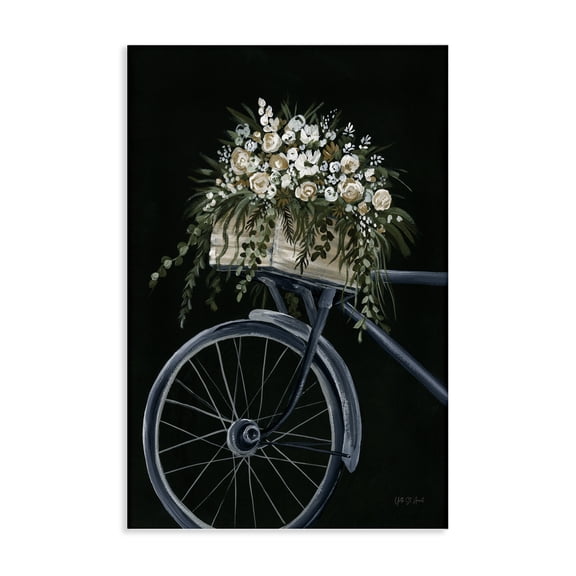 Stupell Industries Vintage Bicycle with Florals Transportation Painting Wrapped Canvas Art Print Wall Art, 16 x 24