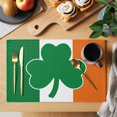 thumbnail image 2 of St. Patrick's Day Placemats Set of 6, Irish Flag Green Lucky Shamrock Placemats for Dining Table, Place Mats for Kitchen Tabletop, Waterproof Wipeable Dining Table Mats Set, 2 of 9