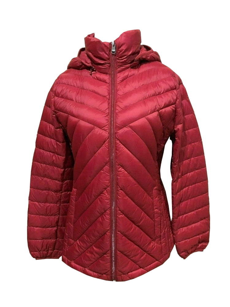 London Fog - London Fog Womens Size X-Large Full Zip Hooded Packable Jacket, Red - Walmart.com 