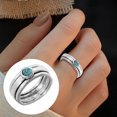 thumbnail image 1 of Three Layers Simple Statement Vintage Ring Ethnic Style Turquoise Lady Ring Jewelry Accessaries, 1 of 8