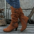 thumbnail image 2 of Women's Mid-Calf Boots - Autumn and Winter Fashion Suede Fine Heel Comfortable Solid Color Footwear for Women, 2 of 6