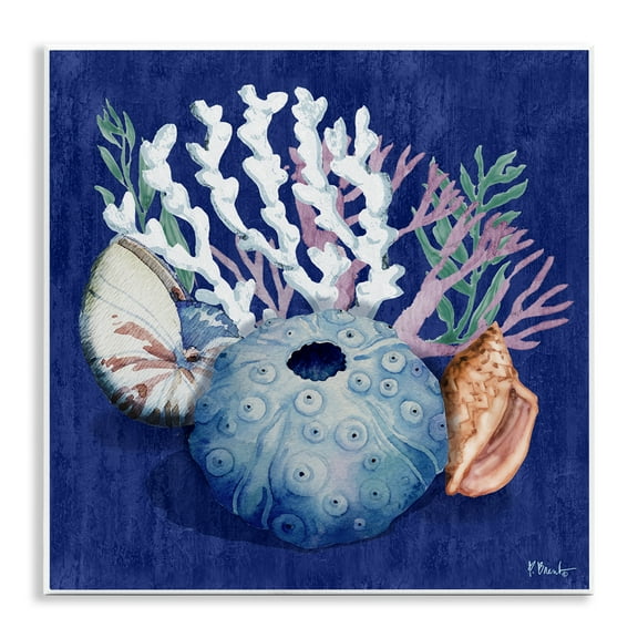 Stupell Industries Sea Urchin & Coral Coastal Painting Unframed Art Print Wall Art, 12 x 12