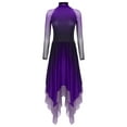thumbnail image 3 of TiaoBug Women's Lyrical Dance Dress Gradient Color Chiffon Swing Modern Contemporary Performance Dress Purple M, 3 of 6