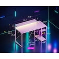 thumbnail image 2 of Sofanext Gaming Desk with Led Lights & Power Outlet, 40 Inch Small Computer Desk with Storage Shelves, Reversible Gamer Desk with Height Adjustable Monitor Stand & Headphone Hook, Pink, 2 of 7