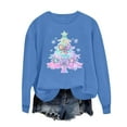 thumbnail image 6 of Womens Merry Christmas Print O Neck Sweatshirt Round Neck Fit Pullover Tops Casual Long Sleeve Workout Shirts Blue XXL, 6 of 6