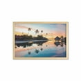 thumbnail image 1 of Tropical Wall Art with Frame, Tropical Sunset Moorea French Polynesia Reflection Resort Scenic Waterscape, Printed Fabric Poster for Bathroom Living Room, 35" x 23", Yellow Coral Blue, by Ambesonne, 1 of 2