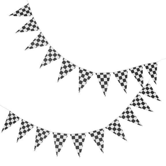 LABSERRON 2Sets Checkered Flag Banner Racing Theme Decoration Triangle Flags For Indoor Outdoor Party 11Inch