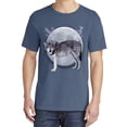 thumbnail image 2 of Wild Bobby, Full Moon Dire Snow Wolf, Animal Lover, Garment-Dyed Washed Look Short Sleeve T-Shirt, Navy, X-Large, 2 of 3