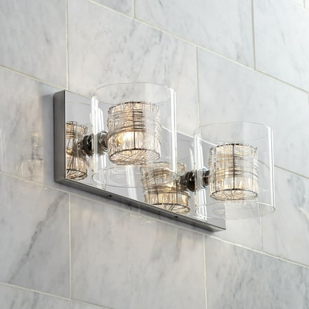 Possini Euro Design Wred Wire 14 Wide Chrome Possini Euro Design Wred Wire 14 Wide Chrome Bathroom Light