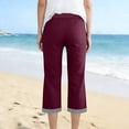 thumbnail image 4 of POIUYTR Women's Summer Cotton Capri Pants Casual Flat Button Zipper Cropped Patns Work Straight Leg Trousers, 4 of 6
