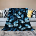 thumbnail image 2 of Shangniulu  Blue Butterfly Blanket Soft Warm Art Print Throw Blanket Smooth Soft for Sofa Chair Bed Office 50"x60", 2 of 6