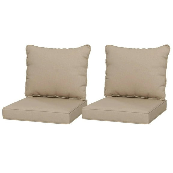 Demifill 4 Patio Chair Cushions with Seat & Backrest, Fade Resistant Seat Replacement Cushion Set, Cushion for Garden, Yard, Beige