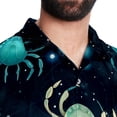 thumbnail image 5 of Cancer Constellation Men's Short Sleeve Poplin Shirt, Casual Printed Button Down Top for Summer Beach, Spread Collar Unisex Beach Shirt, 5 of 6