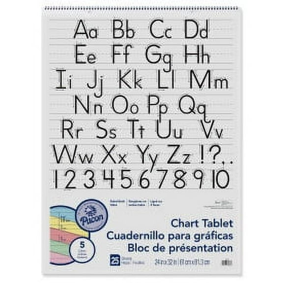 Pacon Chart Tablet, 1.5" Ruled, 24" x 32", Assorted Colors, 25 Sheets