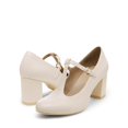 thumbnail image 3 of Zapatos DREAM PAIRS DPU211 Tacones Bajos Anchos con Tira en T Nude, 3 of 6