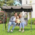 thumbnail image 3 of Columpio para patio exterior de 3 asientos con dosel ajustable, hamaca colgante con estructura resistente y tela transpirable, capacidad de 600 lbs, ideal para jardín, 3 of 8
