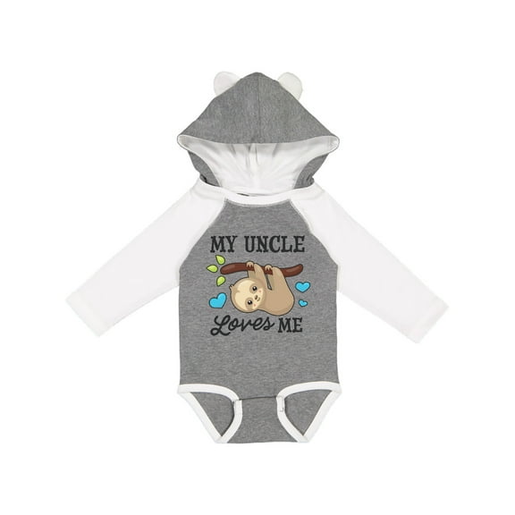 Inktastic My Uncle Loves Me with Sloth and Hearts Boys or Girls Long Sleeve Baby Bodysuit