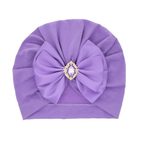 

Jkerther Hot Baby Girls Turban Cap Shiny Crystal Beanie Hat Stretchy Bonnet Headwraps with Bow Knot