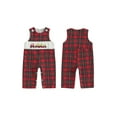 thumbnail image 2 of Miaouyo 0-18 Months Infant Baby Boy Christmas Romper Loose Fit Embroidered Plaid Crew Neck Sleeveless Jumpsuit, 2 of 9
