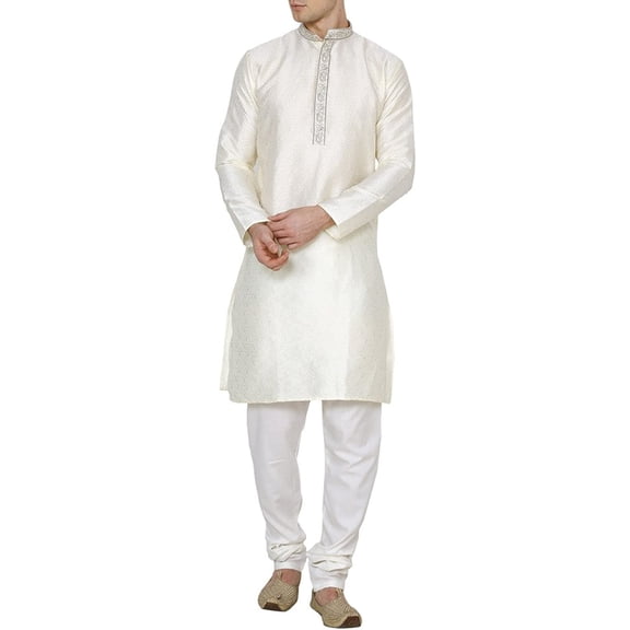 Royal Mens Jacqaurd Silk Embroidered Kurta Pyjama Set