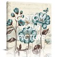 thumbnail image 2 of Blue Tulip Wall Art Painting on Canvas, Vintage Flowers Butterfly Plants Beige Rustic Canvas Art Home Prints Wall Art Framed Modern Artwork for Living Room Bedroom Wall Decor 12x12in, 2 of 9