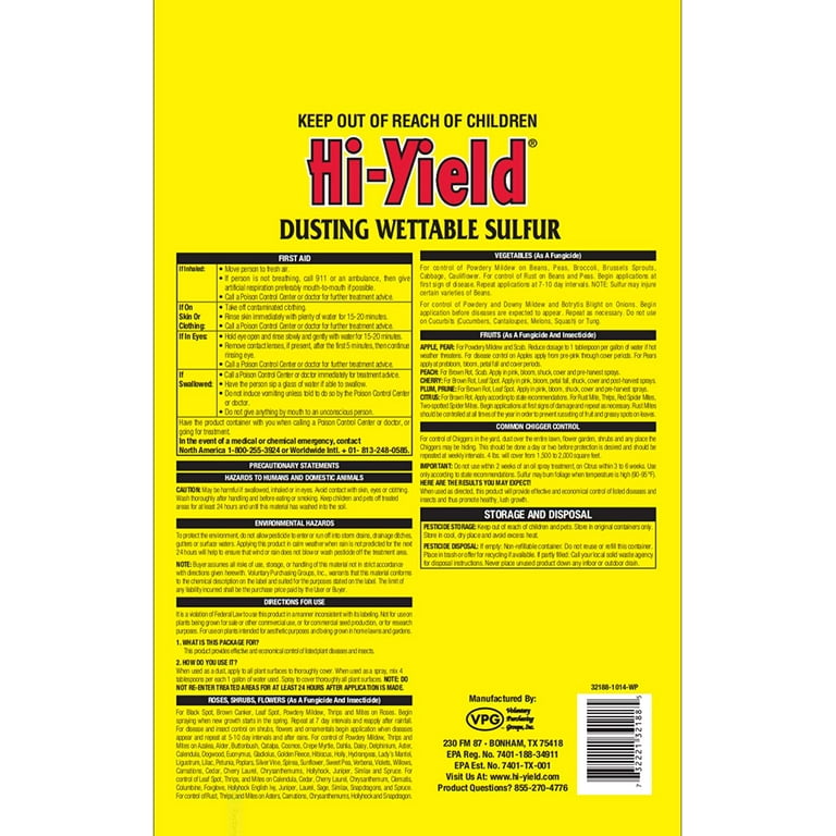 HiYield 432188 Lbs Dusting Wettable Sulfur