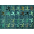 thumbnail image 1 of Ahgly Company Indoor Rectangle Abstract Turquoise Blue Modern Area Rugs, 2' x 4', 1 of 4