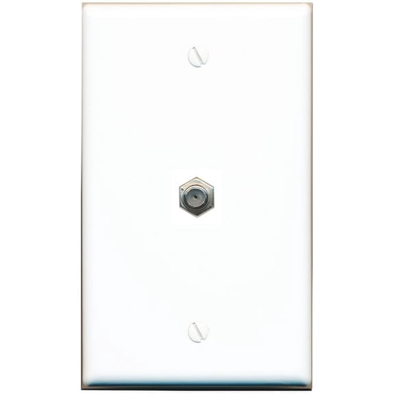 RiteAV Coax Cable TV Wall Plate 1 Gang - Flat Style [White]