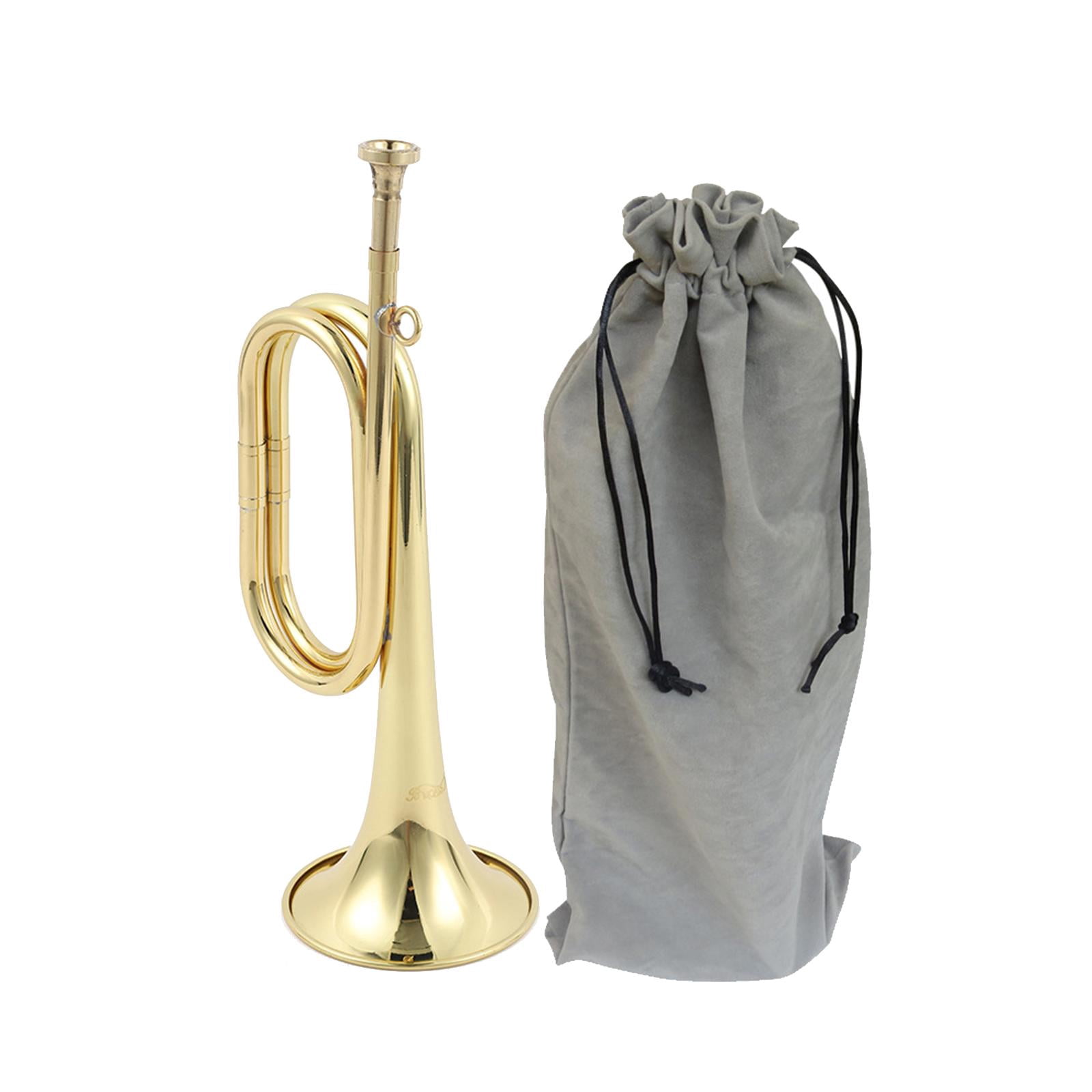 Scout Bugle Brass Bugle Music Instrument Classic Style with Mouthpiece Cavalry Trumpet Marching Bugle for Orchestra Band Adults B