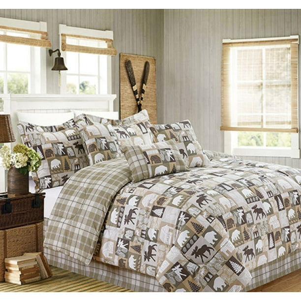 Cabin Country Hunting Lake House Reversible Queen Comforter Set 7 Piece Bed In A Bag Com Cabin Country Hunting Lake House, Lake House Queen Bedding