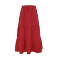 thumbnail image 3 of DuoJiaJ Women’s Summer Flowy Tiered A-Line Maxi Skirt 2026 Fashion Trendy Elastic Waist Pleated Long Beach Skirt Red XL, 3 of 4