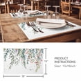 thumbnail image 3 of Placemats Set of 6, Green Leaves Woven Placemat, Linen Place Mats for Kitchen/Dining Tables, Eucalyptus Leaves Weeping Summer Botanical Washable Table Mats for Party, 3 of 8