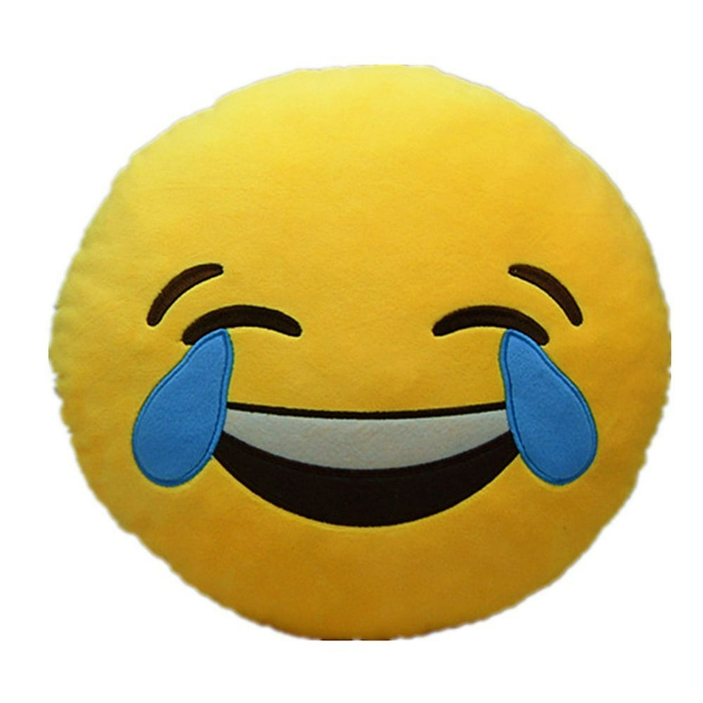 Laugh Till You Cry Emoji Pillow 12.5 Inch Large Yellow Smiley Emoticon